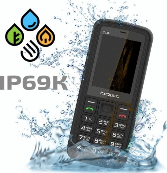 Анонс. teXet TM-524R - кнопочный телефон с защитой от горячей воды (IP69K)