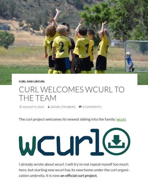 В проект curl официально вошёл проект wcurl вдобавок к trurl